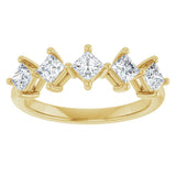 10K Gold Square Lab-Grown Diamond Five-Stone Anniversary Band – 1/2–1 9/10 CTW (Style 123843) - Yellow Gold - view 3
