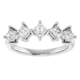 10K Gold Square Lab-Grown Diamond Five-Stone Anniversary Band – 1/2–1 9/10 CTW (Style 123843) - White Gold - view 3