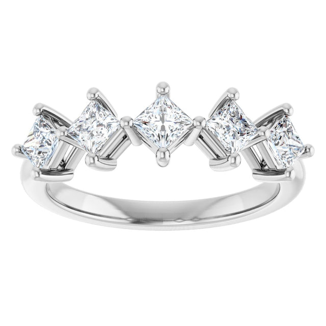 10K Gold Square Lab-Grown Diamond Five-Stone Anniversary Band – 1/2–1 9/10 CTW (Style 123843) - White Gold - view 3