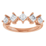 10K Gold Square Lab-Grown Diamond Five-Stone Anniversary Band – 1/2–1 9/10 CTW (Style 123843) - Rose Gold - view 3