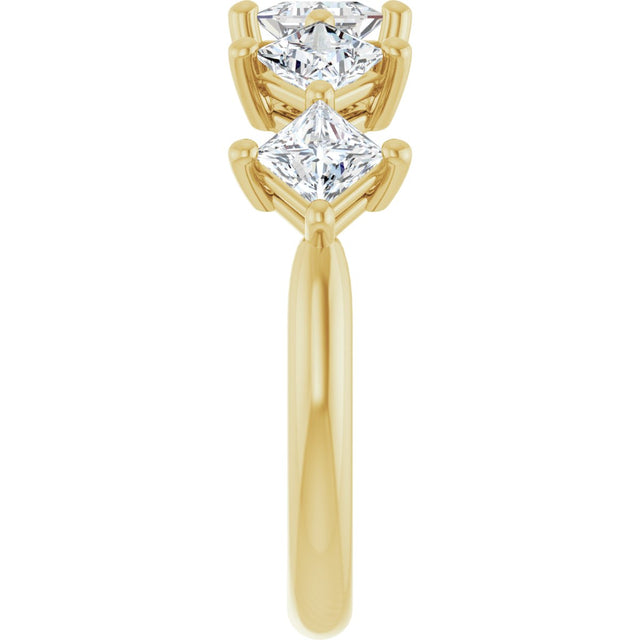 10K Gold Square Lab-Grown Diamond Five-Stone Anniversary Band – 1/2–1 9/10 CTW (Style 123843) - Yellow Gold - view 4