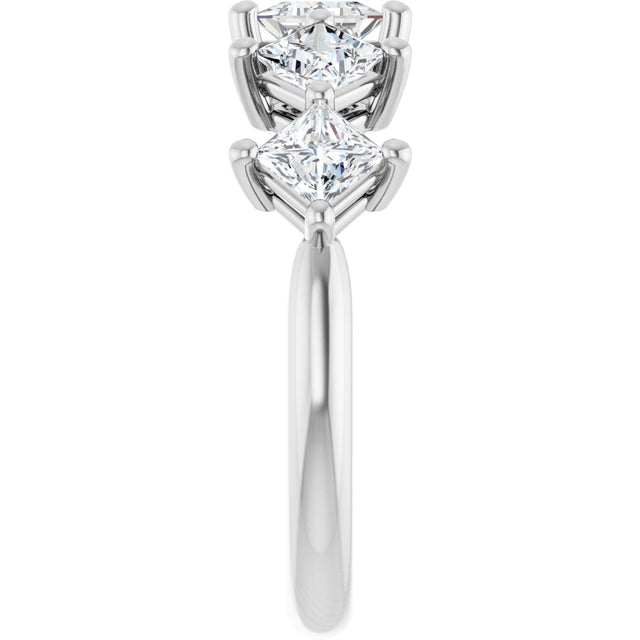 10K Gold Square Natural Diamond Five-Stone Anniversary Band – 5/8–1 9/10 CTW - White Gold - view 4