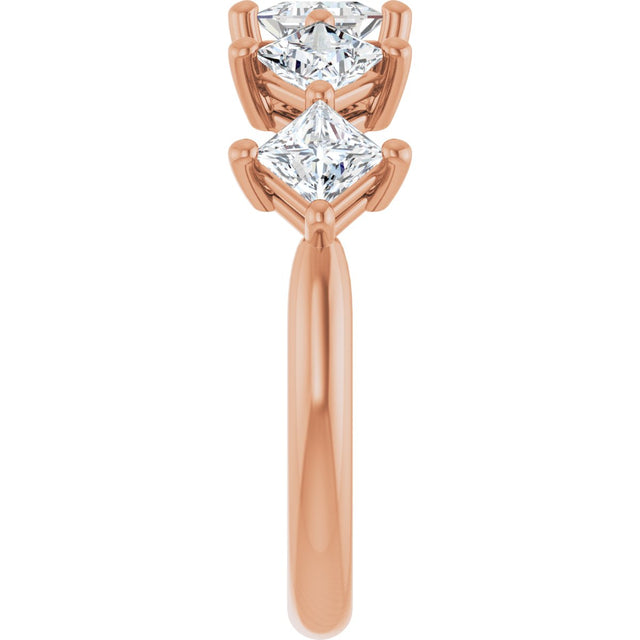 10K Gold Square Lab-Grown Diamond Five-Stone Anniversary Band – 1/2–1 9/10 CTW (Style 123843) - Rose Gold - view 4