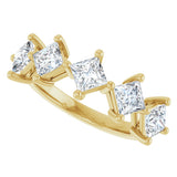 10K Gold Square Lab-Grown Diamond Five-Stone Anniversary Band – 2 CTW - Yellow Gold - view 5