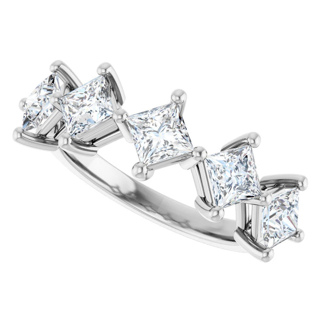 10K Gold Square Natural Diamond Five-Stone Anniversary Band – 5/8–1 9/10 CTW - White Gold - view 5