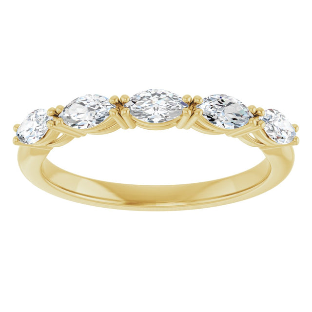 14K Gold Marquise Lab-Grown Diamond Five-Stone Anniversary Band – 1/3–1/2 CTW - Yellow Gold - view 3