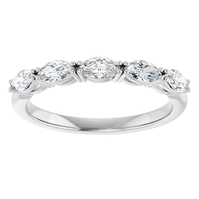 Platinum Marquise Natural Diamond Five-Stone Anniversary Band – 1/3–5/8 CTW - view 3