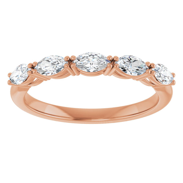 14K Gold Marquise Lab-Grown Diamond Five-Stone Anniversary Band – 1/3–1/2 CTW - Rose Gold - view 3