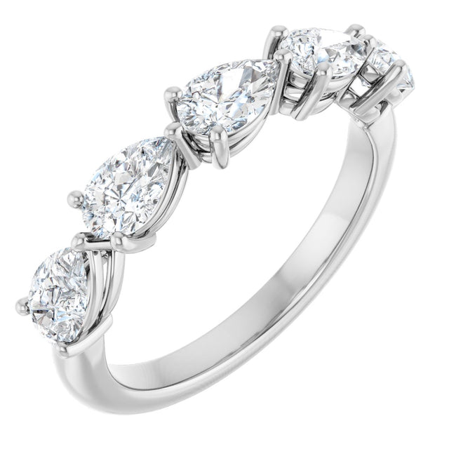 Platinum Pear Lab-Grown Diamond Five-Stone Anniversary Band – 5/8–1 1/4 CTW