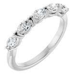 14K Gold Marquise Lab-Grown Diamond Five-Stone Anniversary Band – 1/3–1/2 CTW - White Gold