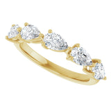 14K Gold Pear Lab-Grown Diamond Five-Stone Anniversary Band – 5/8–1 1/4 CTW - Yellow Gold - view 5