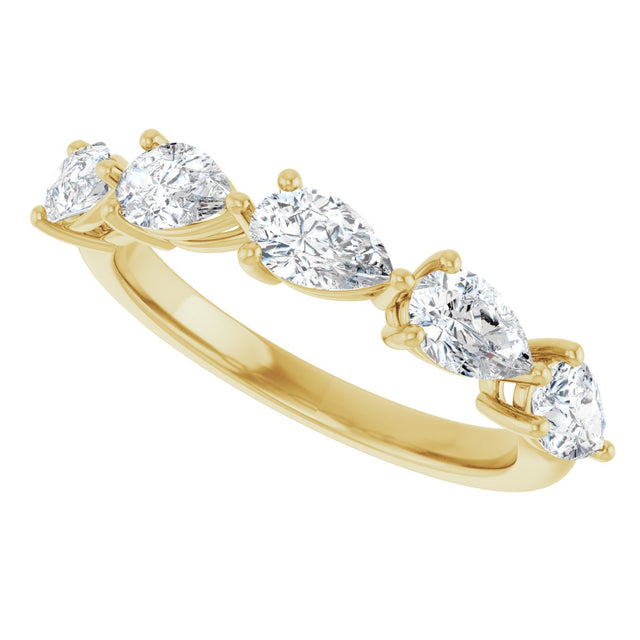 14K Gold Pear Lab-Grown Diamond Five-Stone Anniversary Band – 5/8–1 1/4 CTW - Yellow Gold - view 5