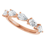 14K Gold Pear Lab-Grown Diamond Five-Stone Anniversary Band – 5/8–1 1/4 CTW - Rose Gold - view 5