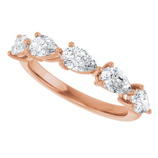 14K Gold Pear Lab-Grown Diamond Five-Stone Anniversary Band – 5/8–1 1/4 CTW - Rose Gold - view 5