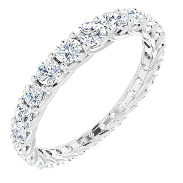 14K Gold Round Natural Diamond Woven-Design Graduated Eternity Band – nan Stones - White Gold