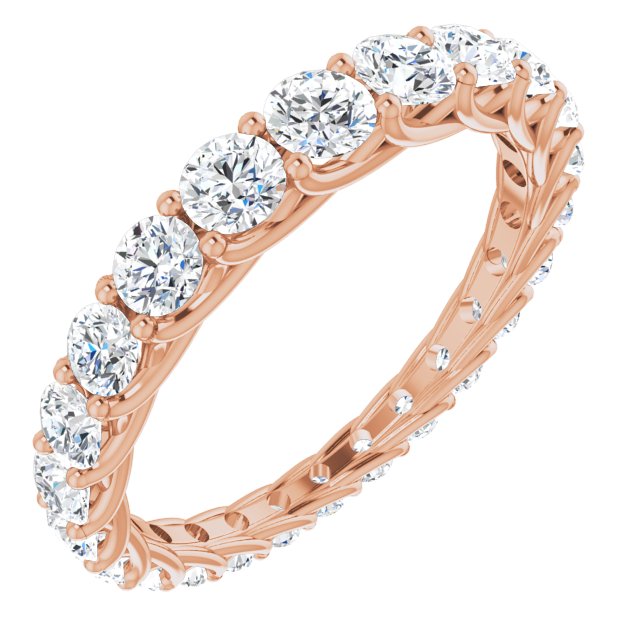 14K Gold Round Natural Diamond Woven-Design Graduated Eternity Band – nan Stones - Rose Gold