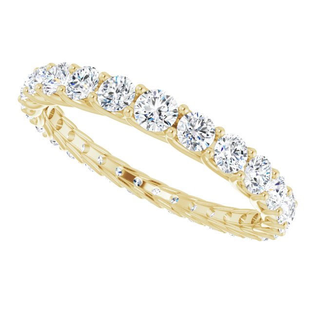14K Gold Round Natural Diamond Woven-Design Graduated Eternity Band – nan Stones - Yellow Gold - view 5