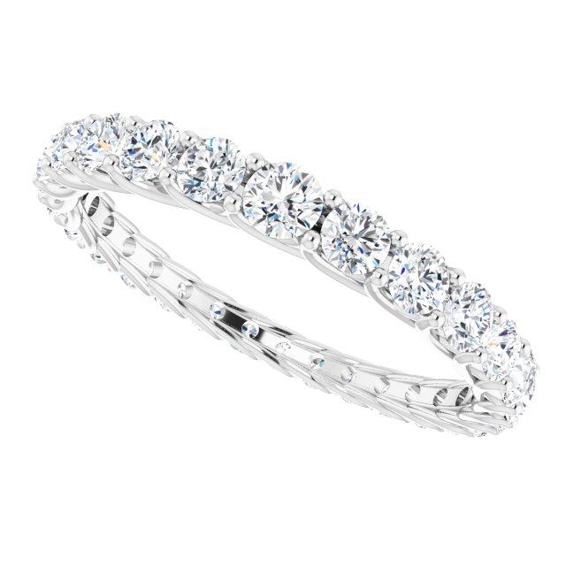 Platinum Round Natural Diamond Woven-Design Graduated Eternity Band – nan Stones - view 5