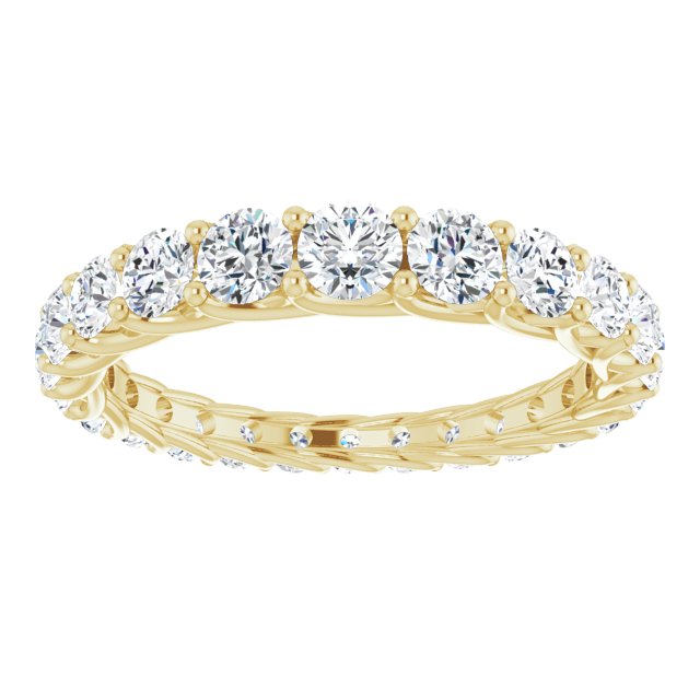 14K Gold Round Natural Diamond Woven-Design Graduated Eternity Band – nan Stones - Yellow Gold - view 3