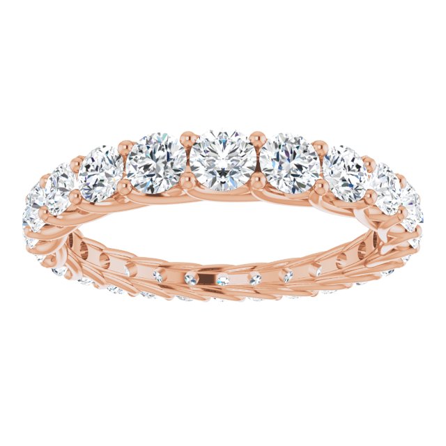 14K Gold Round Natural Diamond Woven-Design Graduated Eternity Band – nan Stones - Rose Gold - view 3