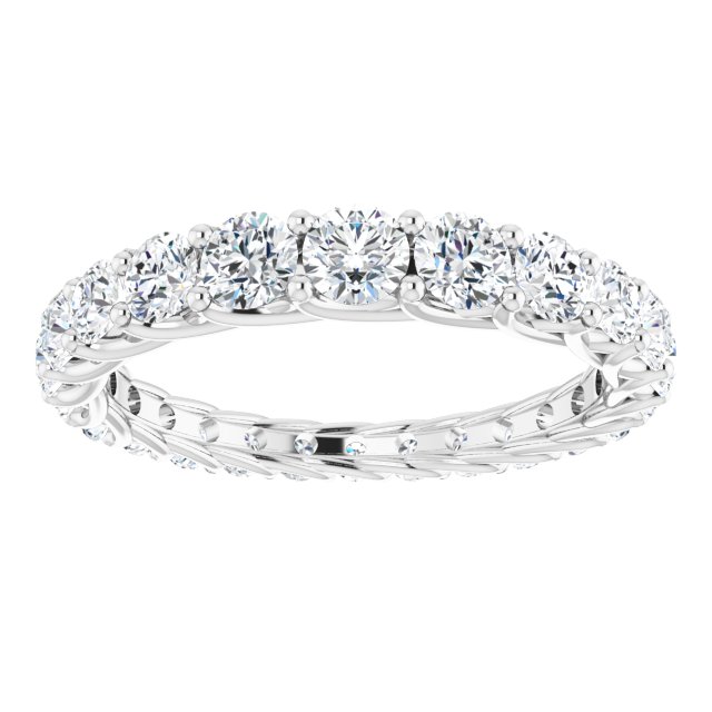 Platinum Round Natural Diamond Woven-Design Graduated Eternity Band – nan Stones - view 3