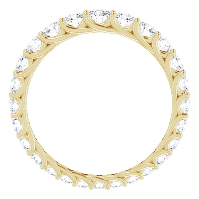 14K Gold Round Natural Diamond Woven-Design Graduated Eternity Band – nan Stones - Yellow Gold - view 2