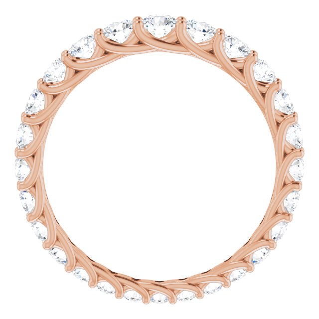 14K Gold Round Natural Diamond Woven-Design Graduated Eternity Band – nan Stones - Rose Gold - view 2