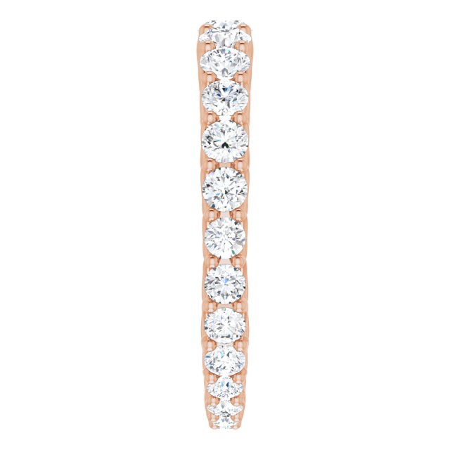 14K Gold Round Natural Diamond Woven-Design Graduated Eternity Band – nan Stones - Rose Gold - view 4