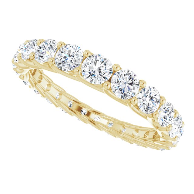 14K Gold Round Natural Diamond Woven-Design Graduated Eternity Band – nan Stones - Yellow Gold - view 5