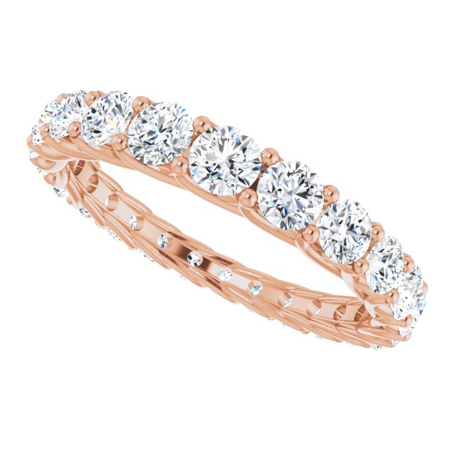 14K Gold Round Natural Diamond Woven-Design Graduated Eternity Band – nan Stones - Rose Gold - view 5
