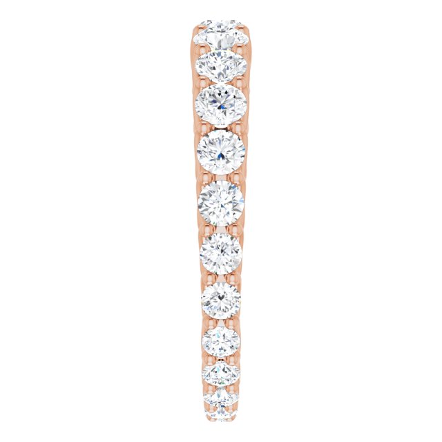 14K Gold Round Natural Diamond Woven-Design Graduated Eternity Band – nan Stones - Rose Gold - view 4
