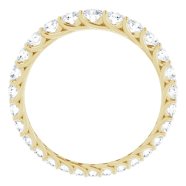 14K Gold Round Natural Diamond Woven-Design Graduated Eternity Band – nan Stones - Yellow Gold - view 2
