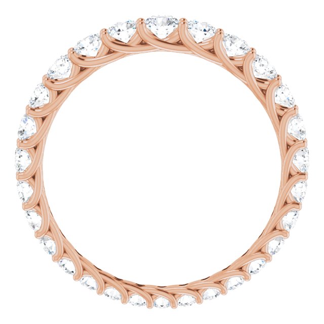 14K Gold Round Natural Diamond Woven-Design Graduated Eternity Band – nan Stones - Rose Gold - view 2