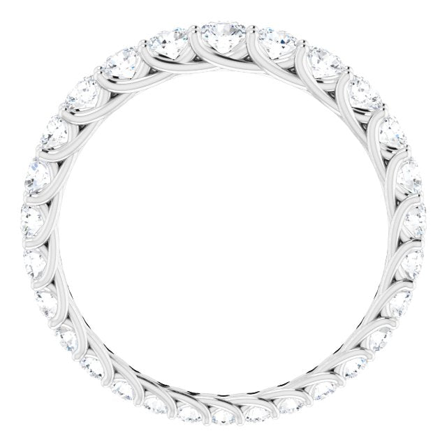 14K Gold Round Natural Diamond Woven-Design Graduated Eternity Band – nan Stones - White Gold - view 2