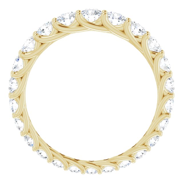 14K Gold Round Natural Diamond Woven-Design Graduated Eternity Band – nan Stones - Yellow Gold - view 2