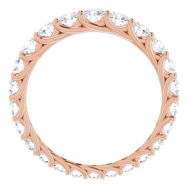 14K Gold Round Natural Diamond Woven-Design Graduated Eternity Band – nan Stones - Rose Gold - view 2