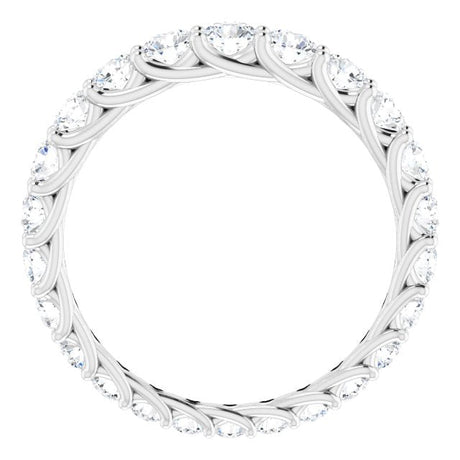 14K Gold Round Natural Diamond Woven-Design Graduated Eternity Band – 3 mm Stones - view 2