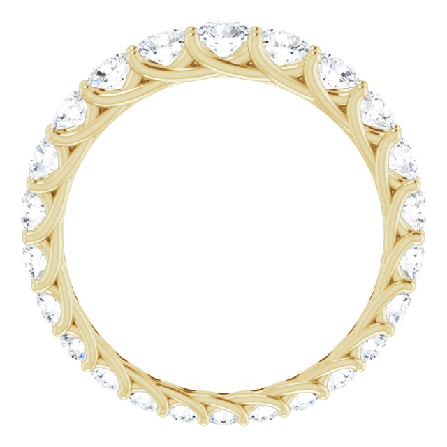14K Gold Round Natural Diamond Woven-Design Graduated Eternity Band – nan Stones - Yellow Gold - view 2