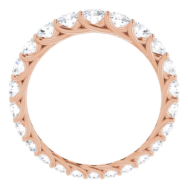14K Gold Round Natural Diamond Woven-Design Graduated Eternity Band – nan Stones - Rose Gold - view 2