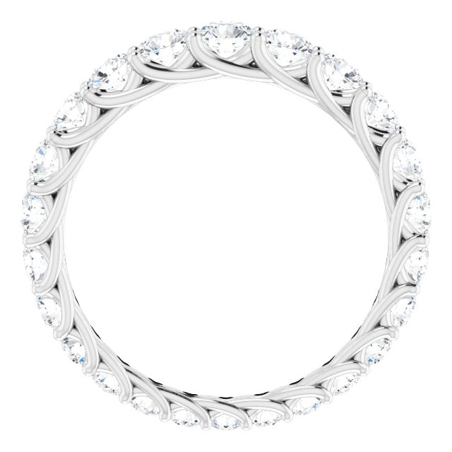Platinum Round Natural Diamond Woven-Design Graduated Eternity Band – nan Stones - view 2