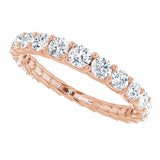 14K Gold Round Natural Diamond Woven-Design Graduated Eternity Band – nan Stones - Rose Gold - view 5