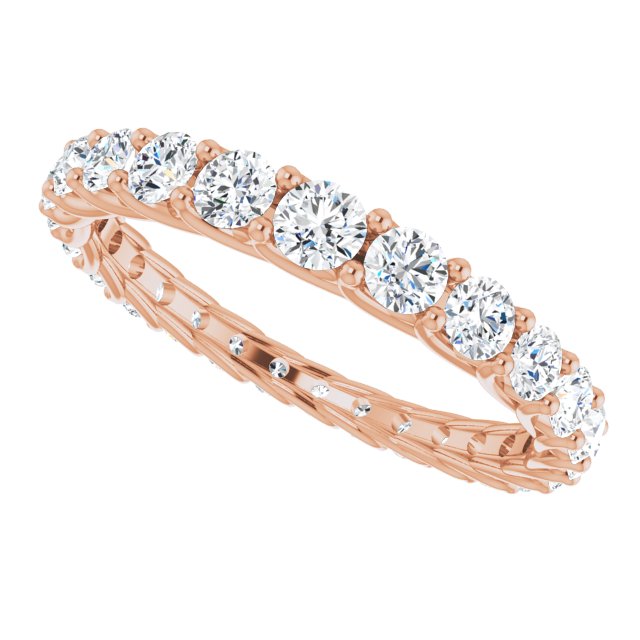 14K Gold Round Natural Diamond Woven-Design Graduated Eternity Band – nan Stones - Rose Gold - view 5