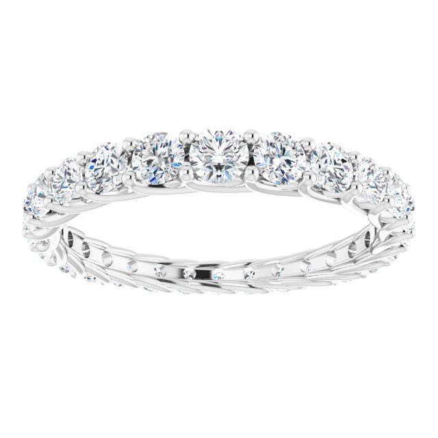 Platinum Round Natural Diamond Woven-Design Graduated Eternity Band – nan Stones - view 3