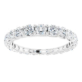 14K Gold Round Natural Diamond Woven-Design Graduated Eternity Band – nan Stones - White Gold - view 3