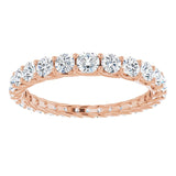 14K Gold Round Natural Diamond Woven-Design Graduated Eternity Band – nan Stones - Rose Gold - view 3