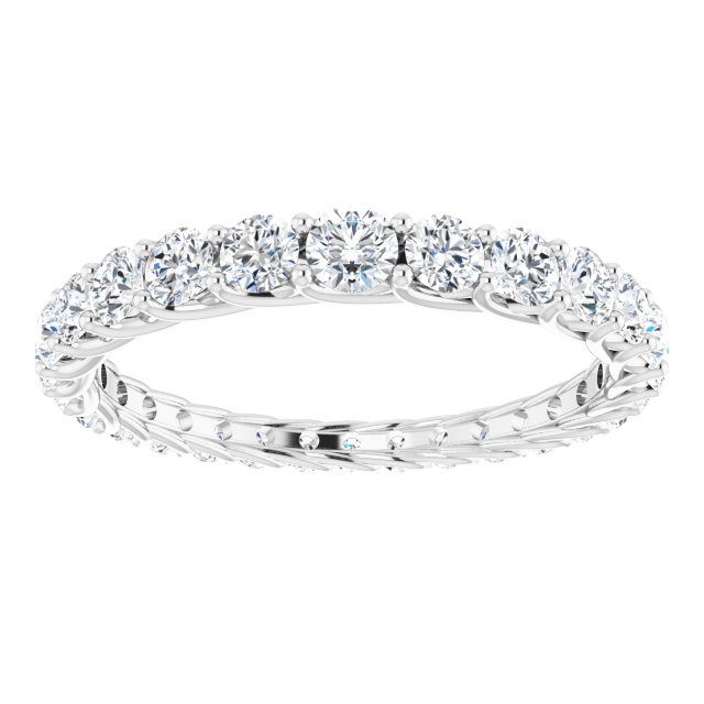 14K Gold Round Natural Diamond Woven-Design Graduated Eternity Band – nan Stones - White Gold - view 3