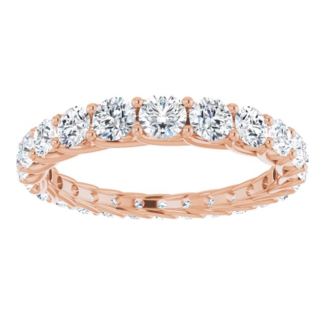 14K Gold Round Natural Diamond Woven-Design Graduated Eternity Band – nan Stones - Rose Gold - view 3