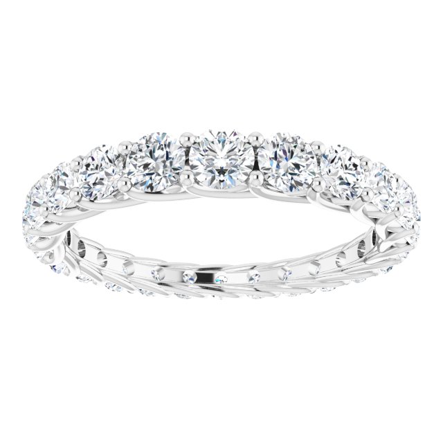 Platinum Round Natural Diamond Woven-Design Graduated Eternity Band – nan Stones - view 3