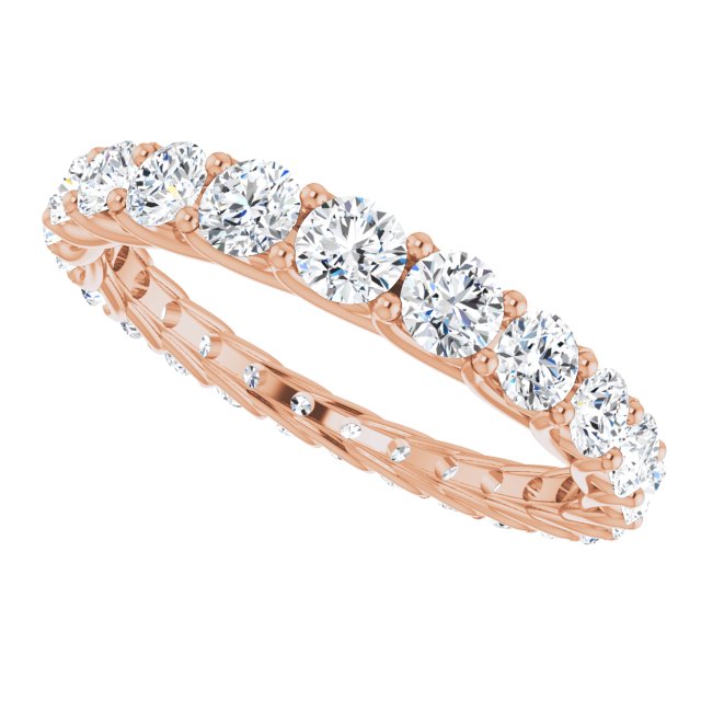 14K Gold Round Natural Diamond Woven-Design Graduated Eternity Band – nan Stones - Rose Gold - view 5