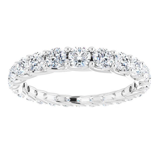 Platinum Round Natural Diamond Woven-Design Graduated Eternity Band – nan Stones - view 3